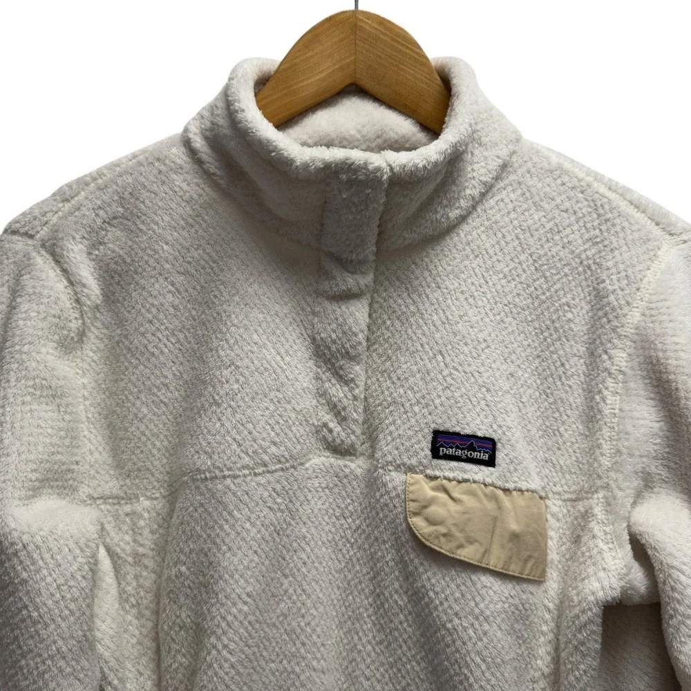 Patagonia Girls XXL Re-Tool Snap T Soft Teddy White Fleece Fluffy Sweater Jacket